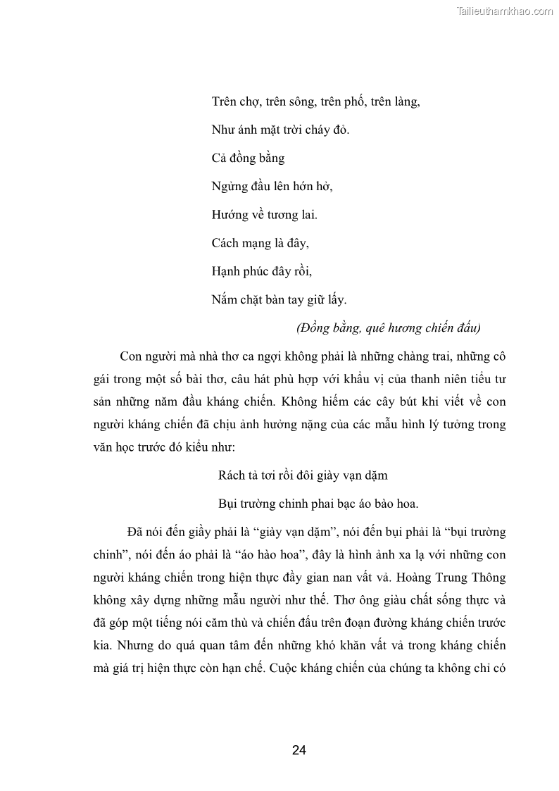 Luận văn thạc sĩ văn học Phong cách nghệ thuật thơ Hoàng Trung Thông - 3 Trang 26