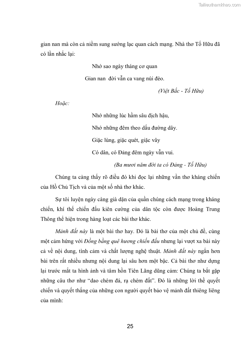 Luận văn thạc sĩ văn học Phong cách nghệ thuật thơ Hoàng Trung Thông - 3 Trang 27