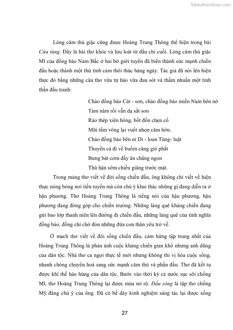 Luận văn thạc sĩ văn học Phong cách nghệ thuật thơ Hoàng Trung Thông - 3 Trang 29