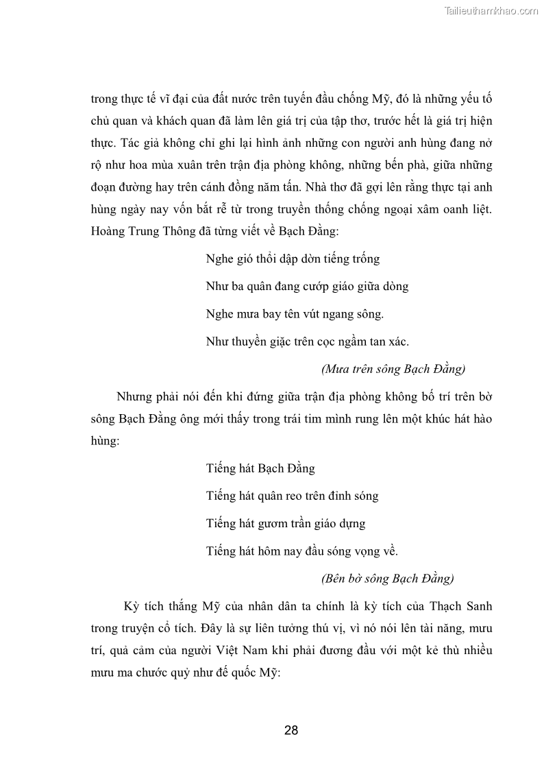 Luận văn thạc sĩ văn học Phong cách nghệ thuật thơ Hoàng Trung Thông - 3 Trang 30