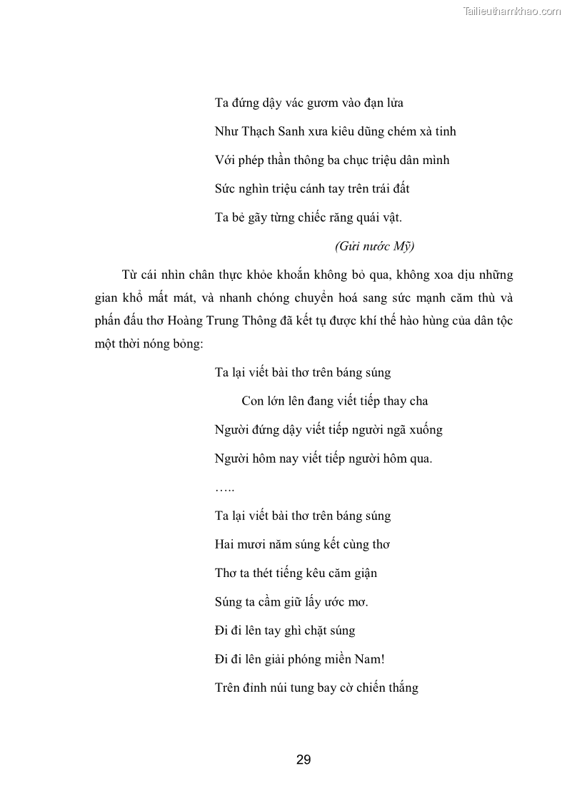 Luận văn thạc sĩ văn học Phong cách nghệ thuật thơ Hoàng Trung Thông - 3 Trang 31