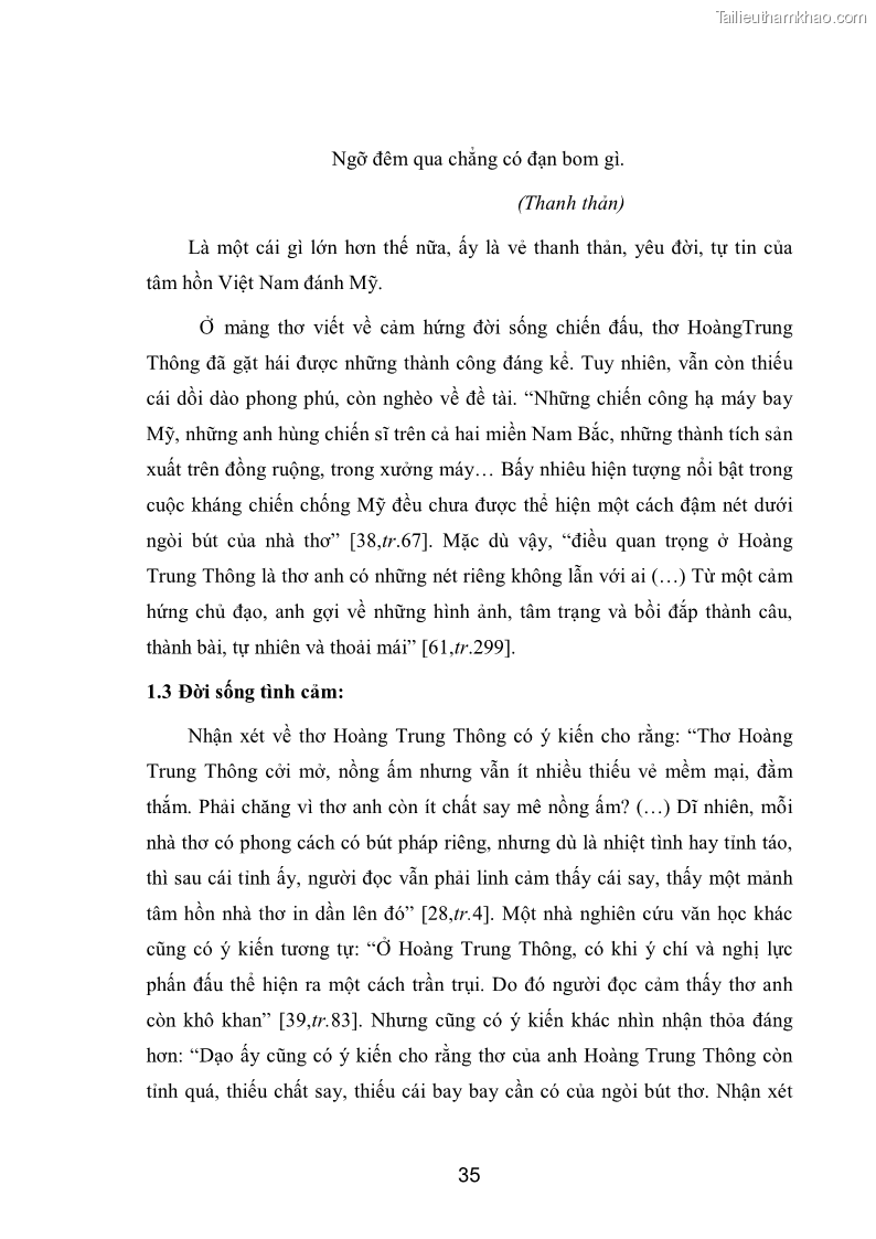 Luận văn thạc sĩ văn học Phong cách nghệ thuật thơ Hoàng Trung Thông - 4 Trang 37