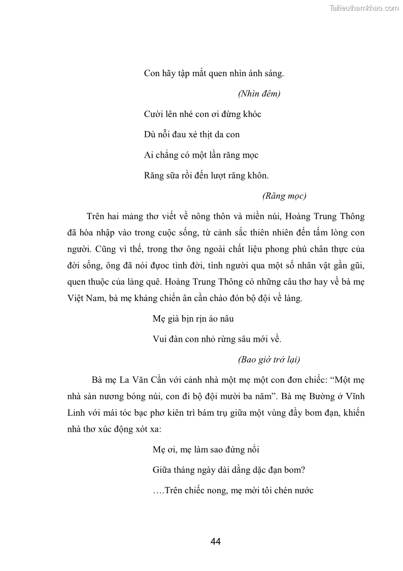 Luận văn thạc sĩ văn học Phong cách nghệ thuật thơ Hoàng Trung Thông - 4 Trang 46