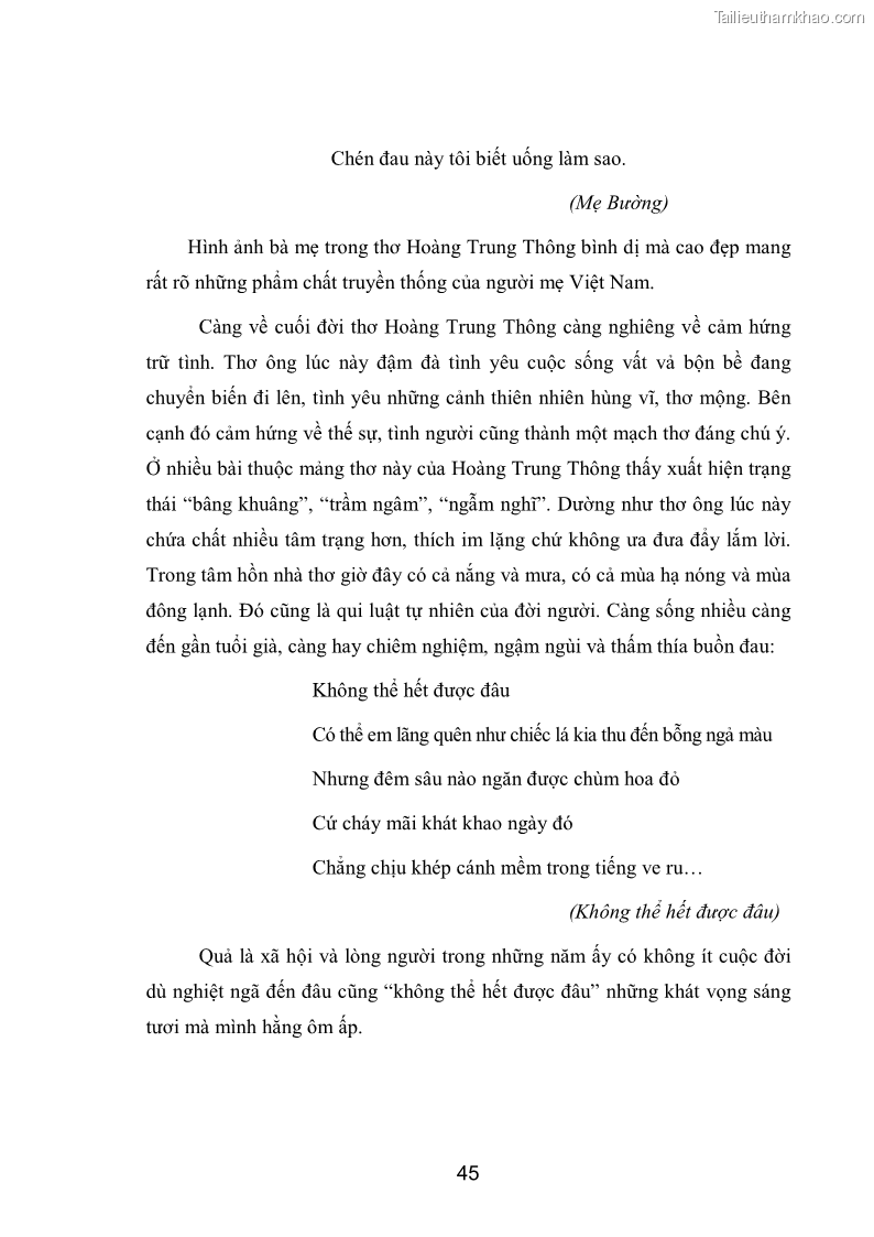 Luận văn thạc sĩ văn học Phong cách nghệ thuật thơ Hoàng Trung Thông - 4 Trang 47