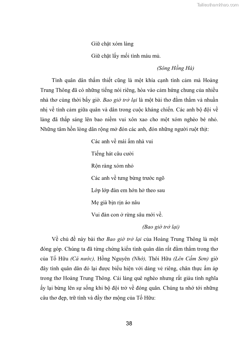 Luận văn thạc sĩ văn học Phong cách nghệ thuật thơ Hoàng Trung Thông - 4 Trang 40