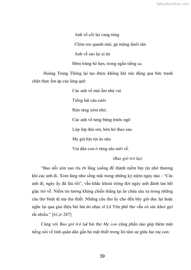 Luận văn thạc sĩ văn học Phong cách nghệ thuật thơ Hoàng Trung Thông - 4 Trang 41