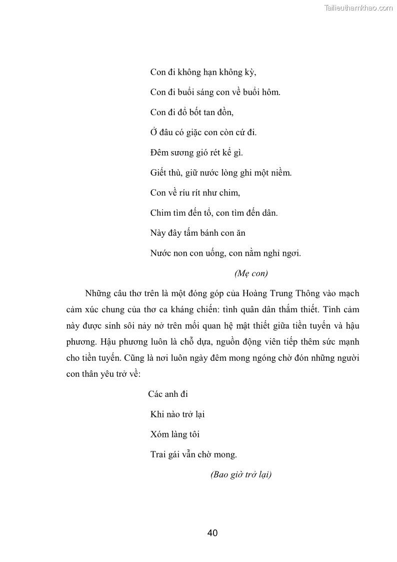 Luận văn thạc sĩ văn học Phong cách nghệ thuật thơ Hoàng Trung Thông - 4 Trang 42