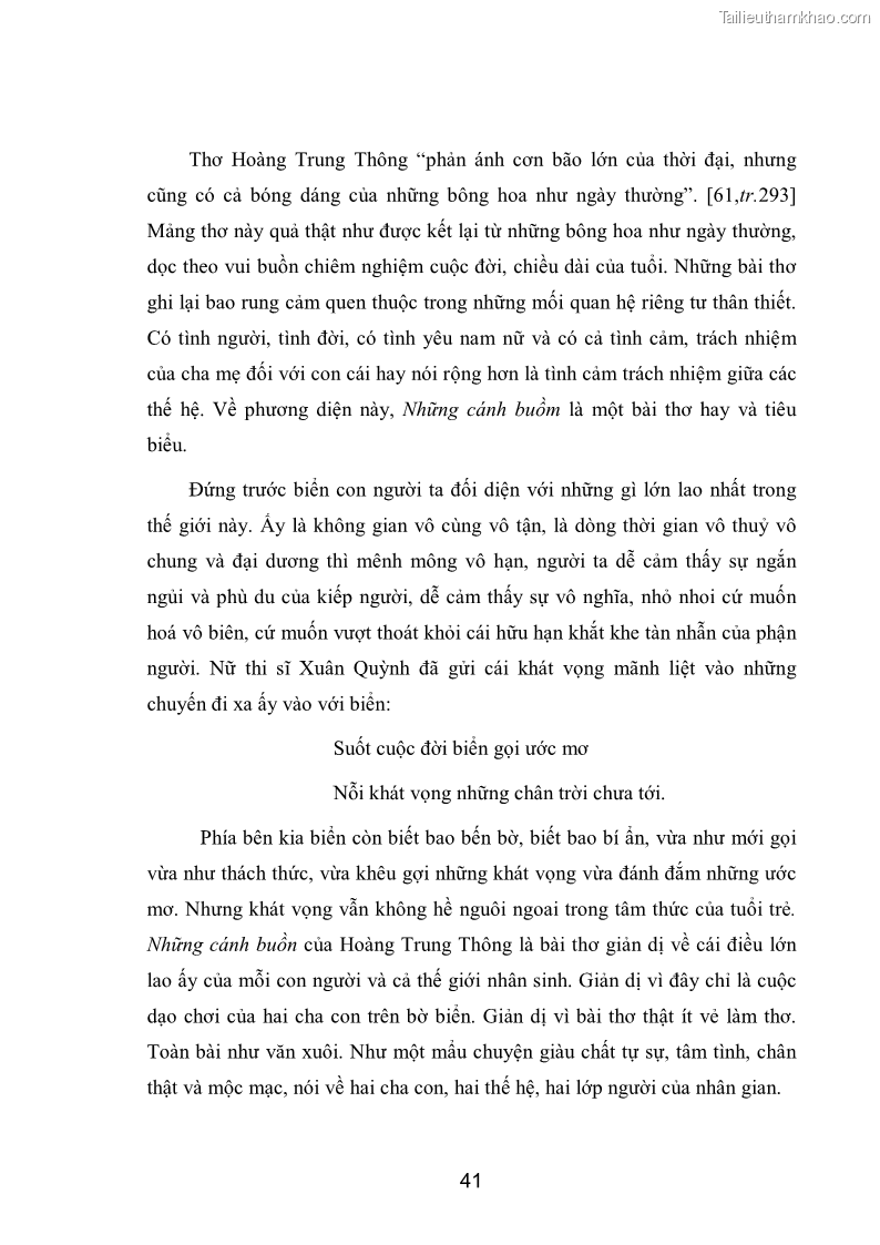 Luận văn thạc sĩ văn học Phong cách nghệ thuật thơ Hoàng Trung Thông - 4 Trang 43