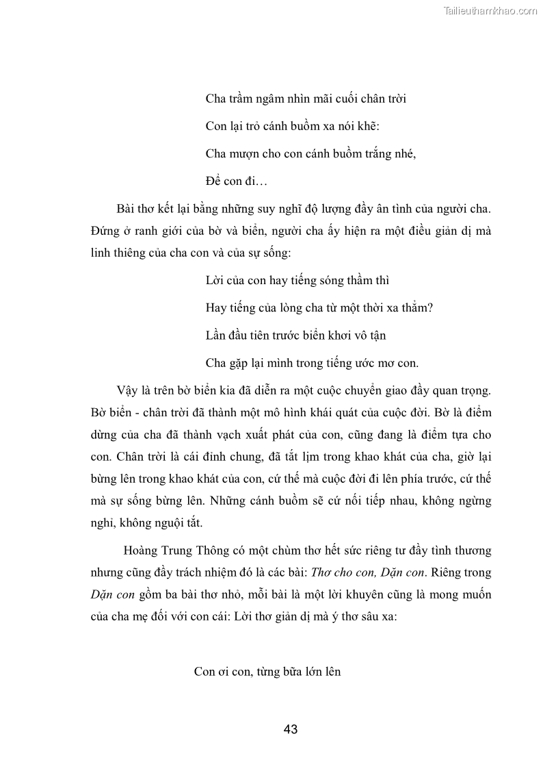 Luận văn thạc sĩ văn học Phong cách nghệ thuật thơ Hoàng Trung Thông - 4 Trang 45