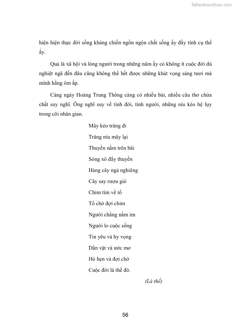 Luận văn thạc sĩ văn học Phong cách nghệ thuật thơ Hoàng Trung Thông - 5 Trang 58