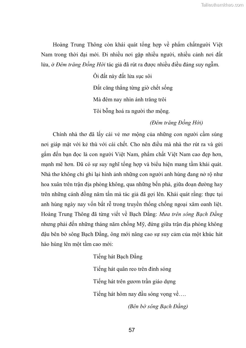 Luận văn thạc sĩ văn học Phong cách nghệ thuật thơ Hoàng Trung Thông - 5 Trang 59