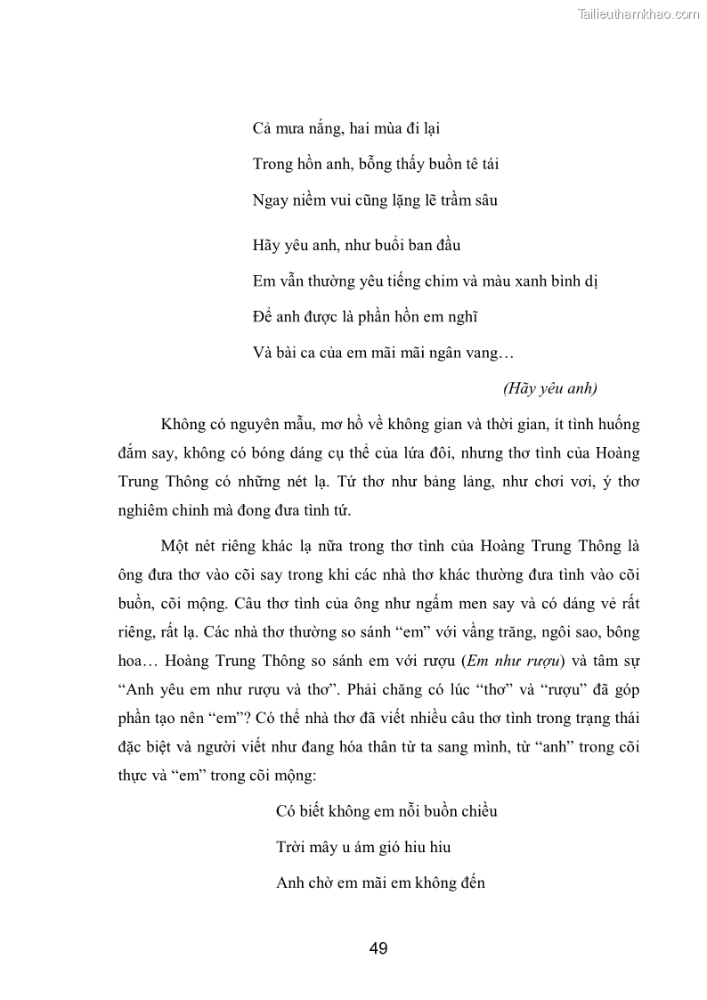 Luận văn thạc sĩ văn học Phong cách nghệ thuật thơ Hoàng Trung Thông - 5 Trang 51
