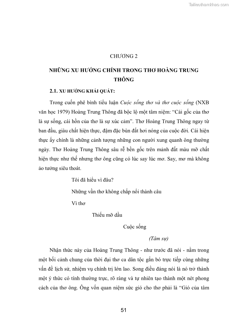 Luận văn thạc sĩ văn học Phong cách nghệ thuật thơ Hoàng Trung Thông - 5 Trang 53
