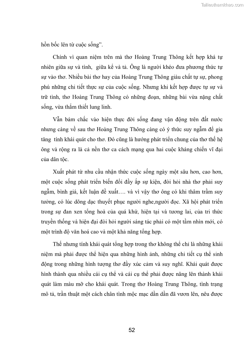 Luận văn thạc sĩ văn học Phong cách nghệ thuật thơ Hoàng Trung Thông - 5 Trang 54