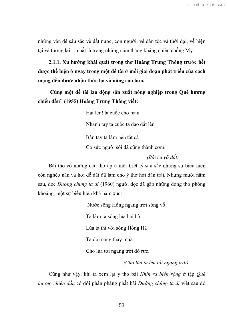 Luận văn thạc sĩ văn học Phong cách nghệ thuật thơ Hoàng Trung Thông - 5 Trang 55