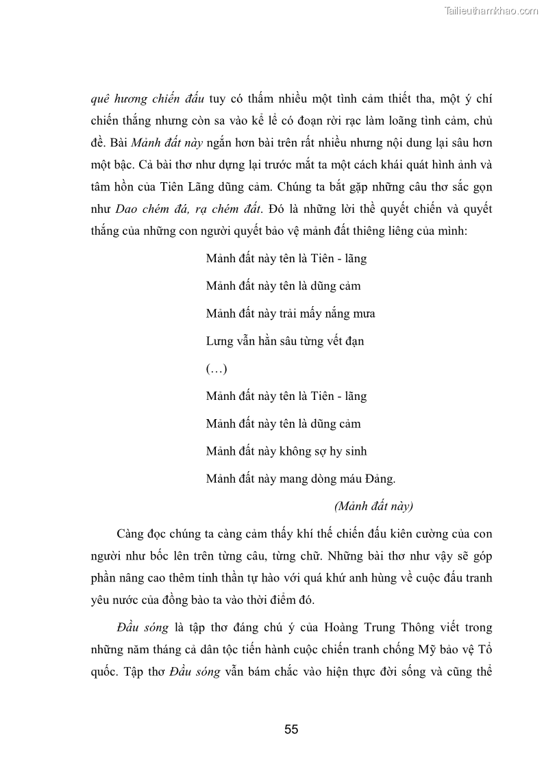 Luận văn thạc sĩ văn học Phong cách nghệ thuật thơ Hoàng Trung Thông - 5 Trang 57