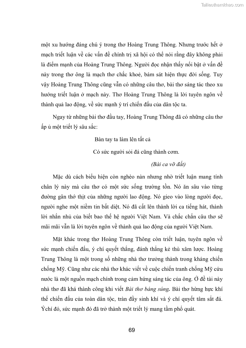 Luận văn thạc sĩ văn học Phong cách nghệ thuật thơ Hoàng Trung Thông - 6 Trang 71