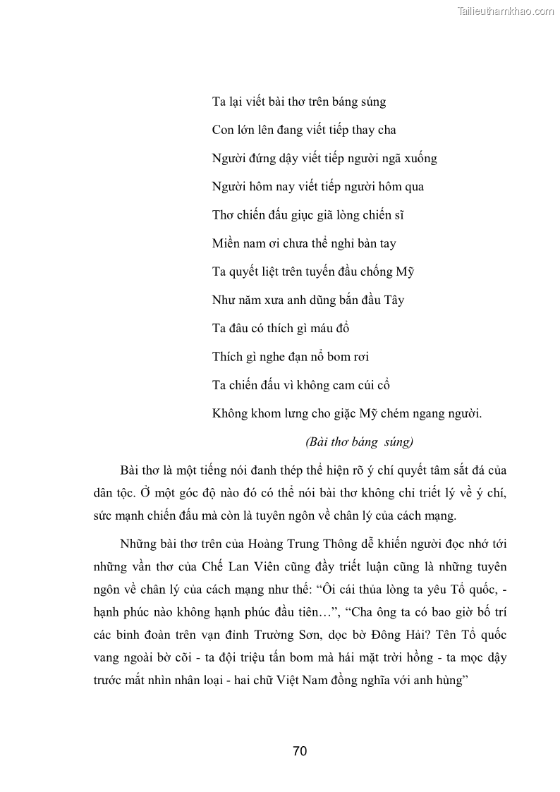 Luận văn thạc sĩ văn học Phong cách nghệ thuật thơ Hoàng Trung Thông - 6 Trang 72