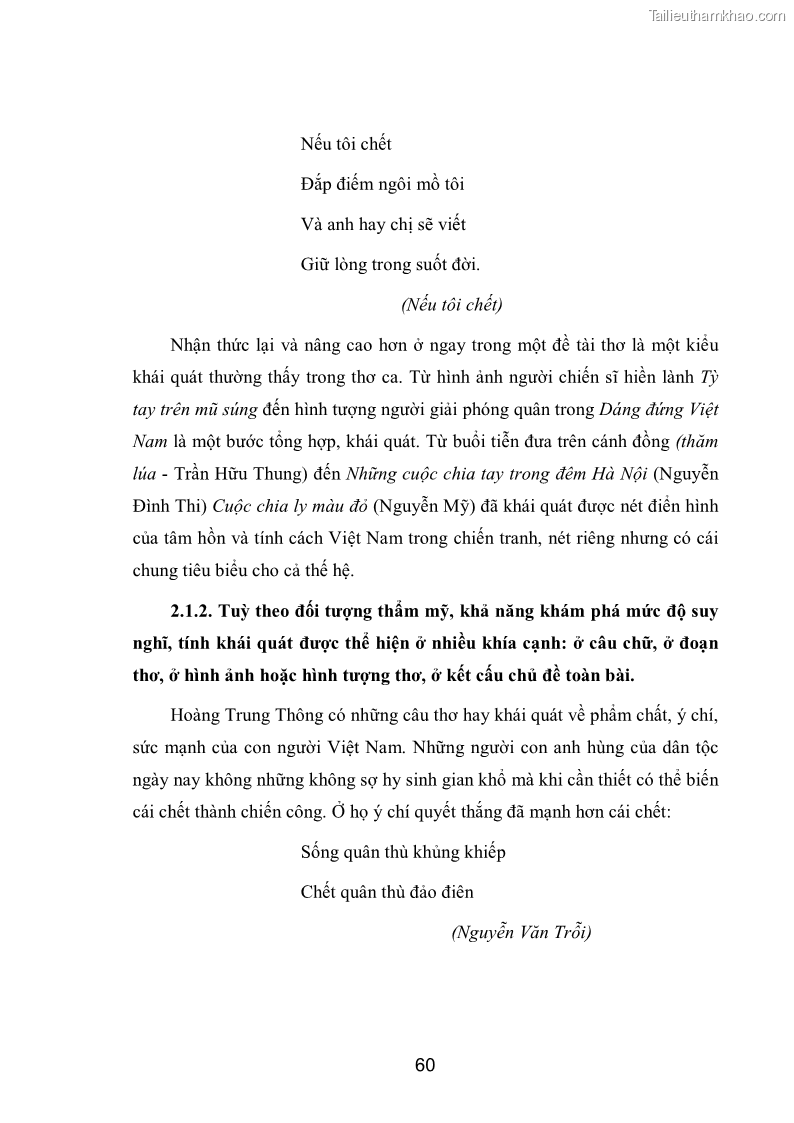 Luận văn thạc sĩ văn học Phong cách nghệ thuật thơ Hoàng Trung Thông - 6 Trang 62