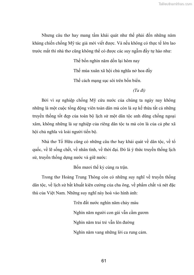 Luận văn thạc sĩ văn học Phong cách nghệ thuật thơ Hoàng Trung Thông - 6 Trang 63