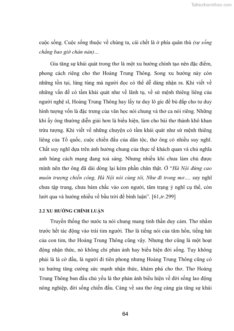 Luận văn thạc sĩ văn học Phong cách nghệ thuật thơ Hoàng Trung Thông - 6 Trang 66