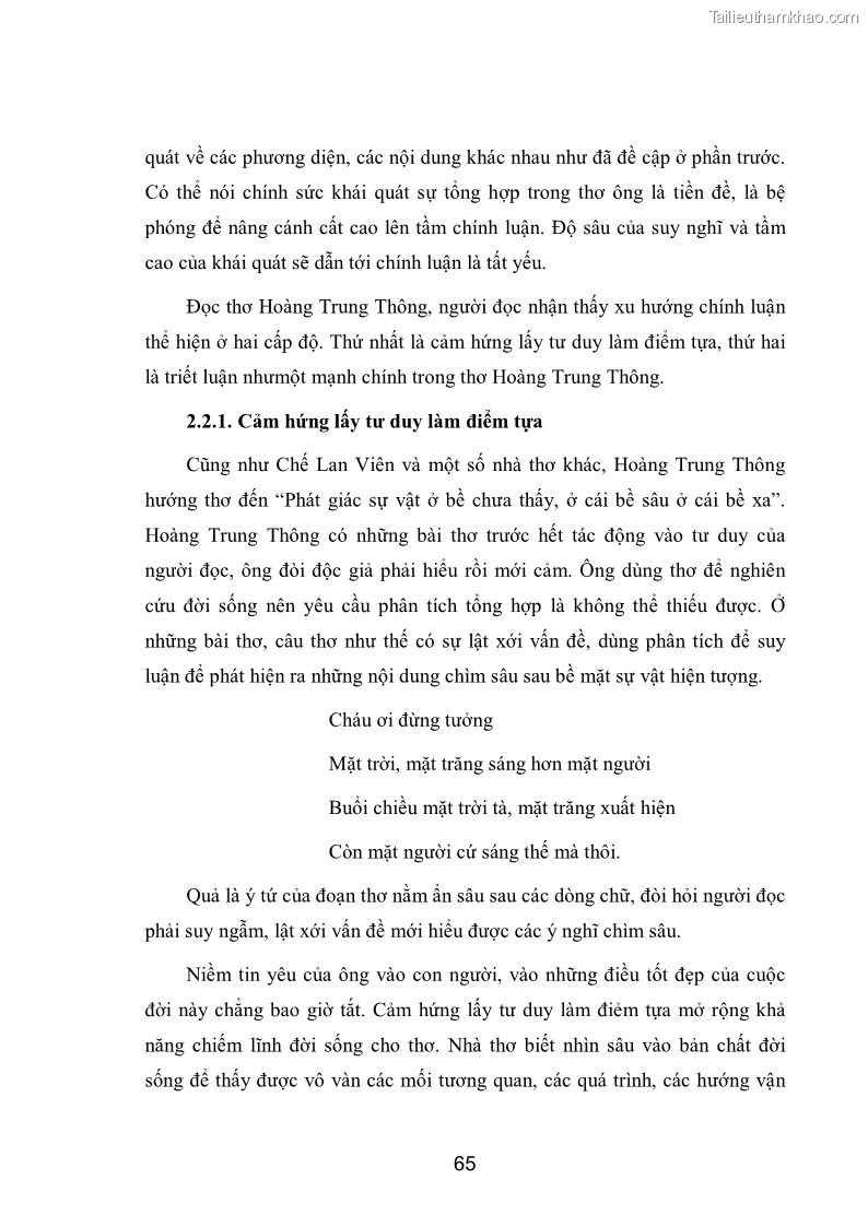 Luận văn thạc sĩ văn học Phong cách nghệ thuật thơ Hoàng Trung Thông - 6 Trang 67