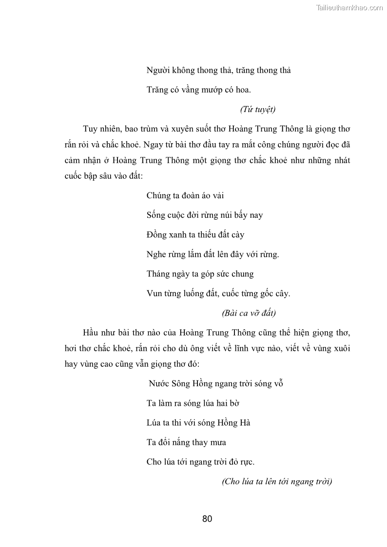Luận văn thạc sĩ văn học Phong cách nghệ thuật thơ Hoàng Trung Thông - 7 Trang 82