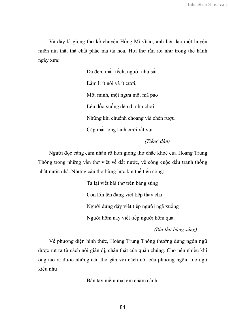 Luận văn thạc sĩ văn học Phong cách nghệ thuật thơ Hoàng Trung Thông - 7 Trang 83