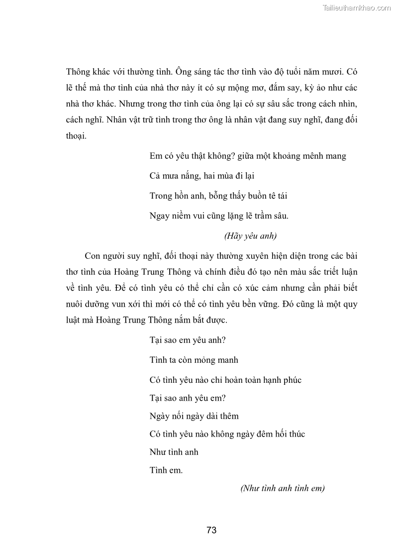 Luận văn thạc sĩ văn học Phong cách nghệ thuật thơ Hoàng Trung Thông - 7 Trang 75