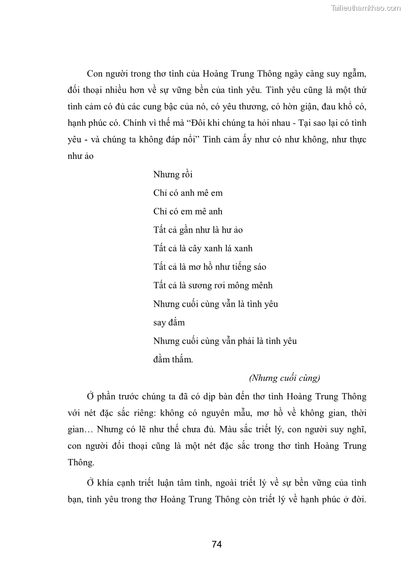 Luận văn thạc sĩ văn học Phong cách nghệ thuật thơ Hoàng Trung Thông - 7 Trang 76