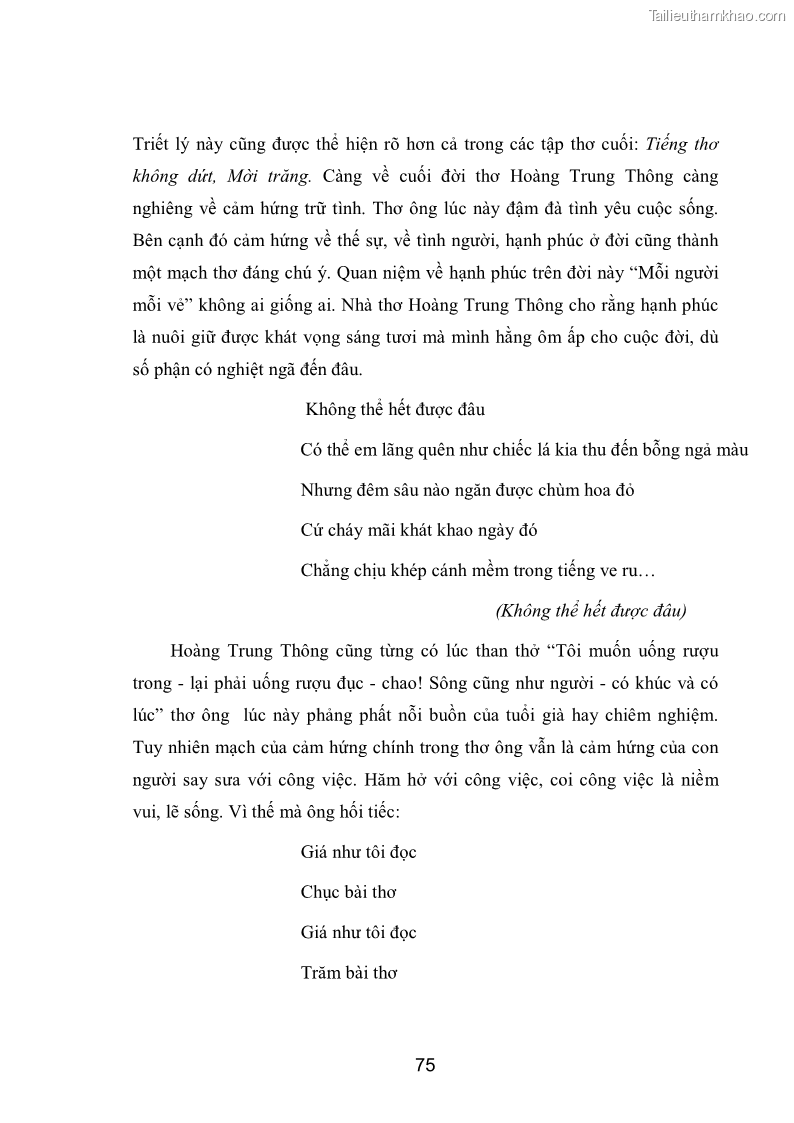 Luận văn thạc sĩ văn học Phong cách nghệ thuật thơ Hoàng Trung Thông - 7 Trang 77