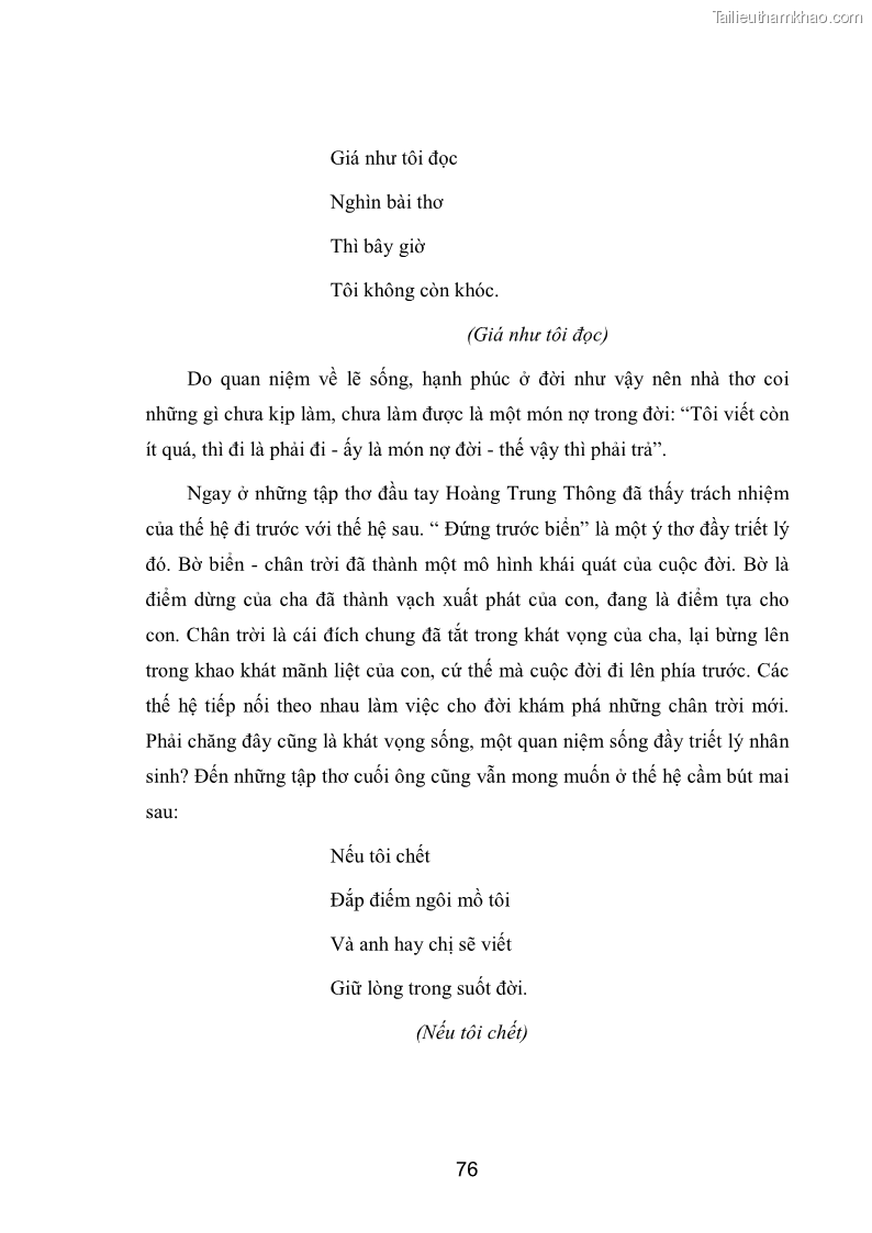 Luận văn thạc sĩ văn học Phong cách nghệ thuật thơ Hoàng Trung Thông - 7 Trang 78