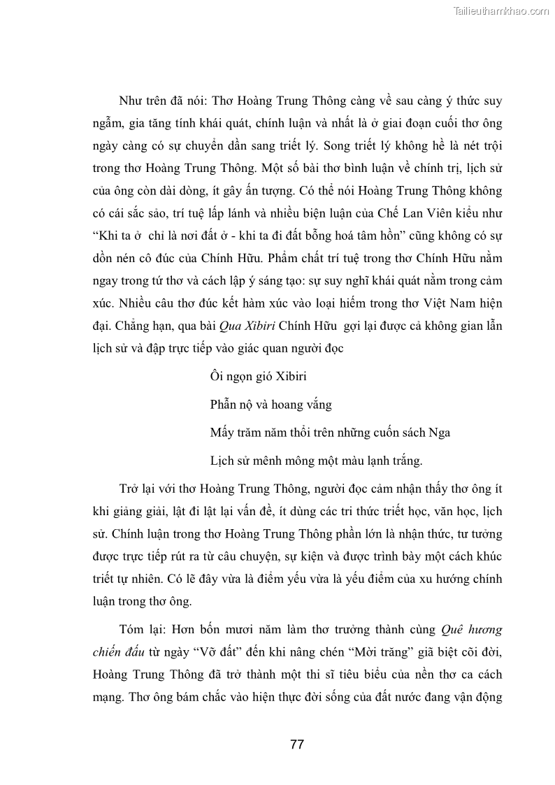 Luận văn thạc sĩ văn học Phong cách nghệ thuật thơ Hoàng Trung Thông - 7 Trang 79