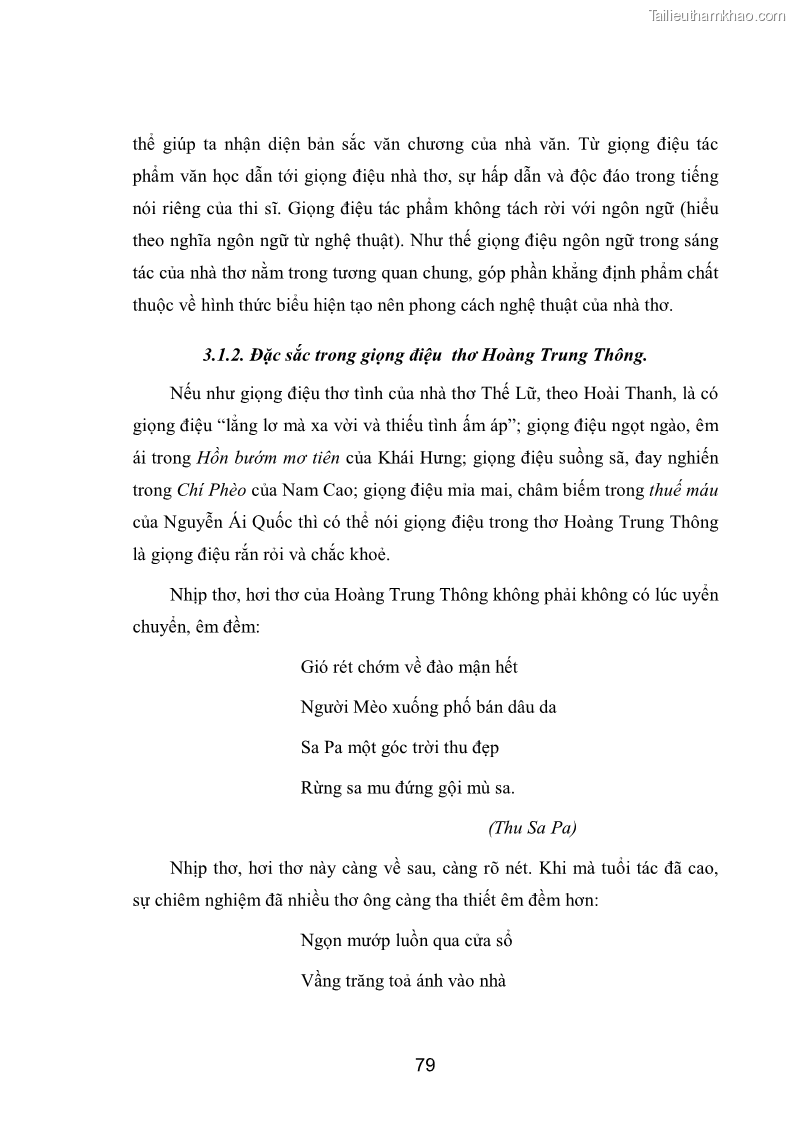 Luận văn thạc sĩ văn học Phong cách nghệ thuật thơ Hoàng Trung Thông - 7 Trang 81