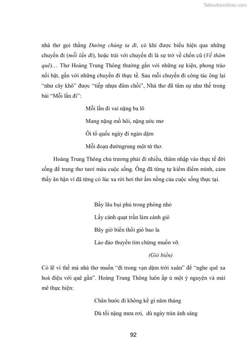 Luận văn thạc sĩ văn học Phong cách nghệ thuật thơ Hoàng Trung Thông - 8 Trang 94