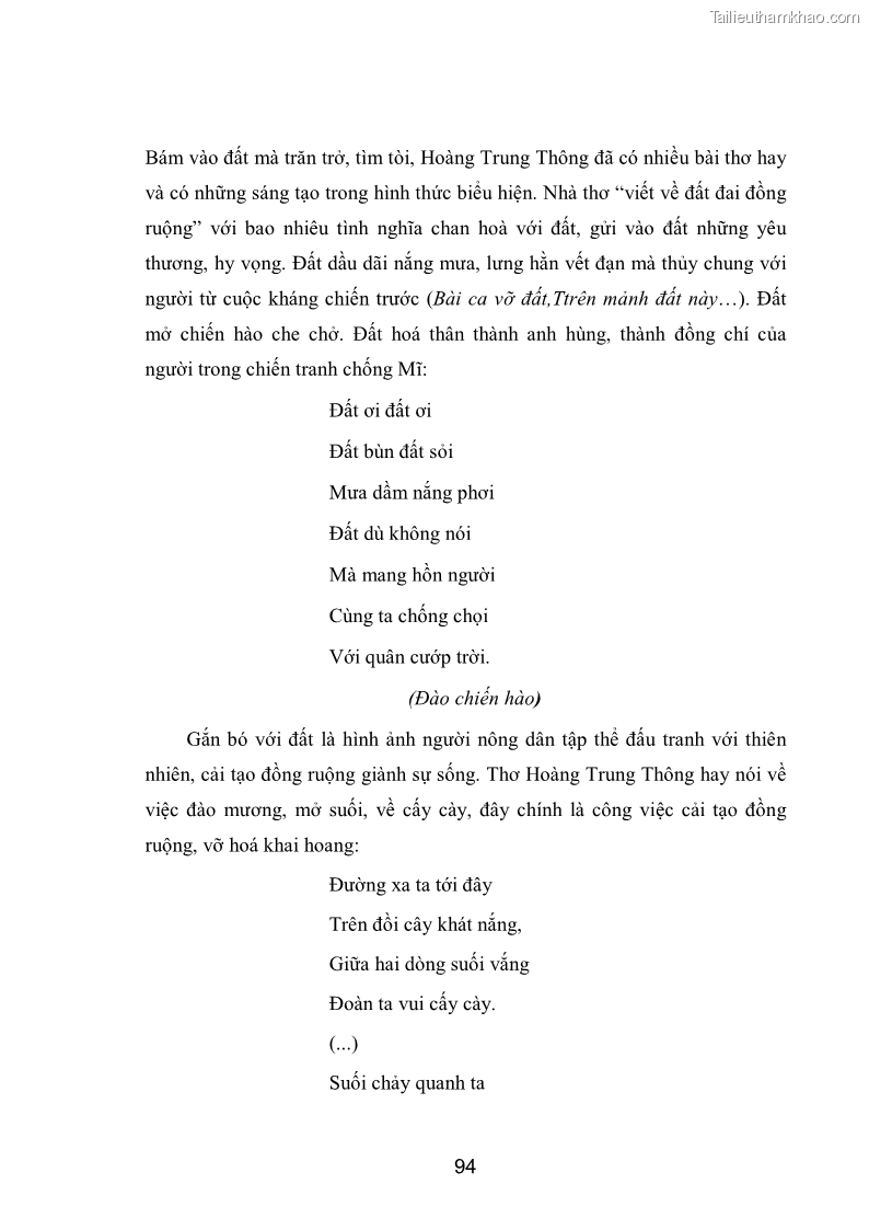 Luận văn thạc sĩ văn học Phong cách nghệ thuật thơ Hoàng Trung Thông - 8 Trang 96