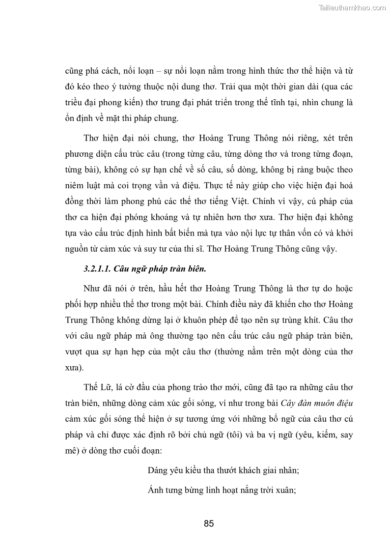 Luận văn thạc sĩ văn học Phong cách nghệ thuật thơ Hoàng Trung Thông - 8 Trang 87