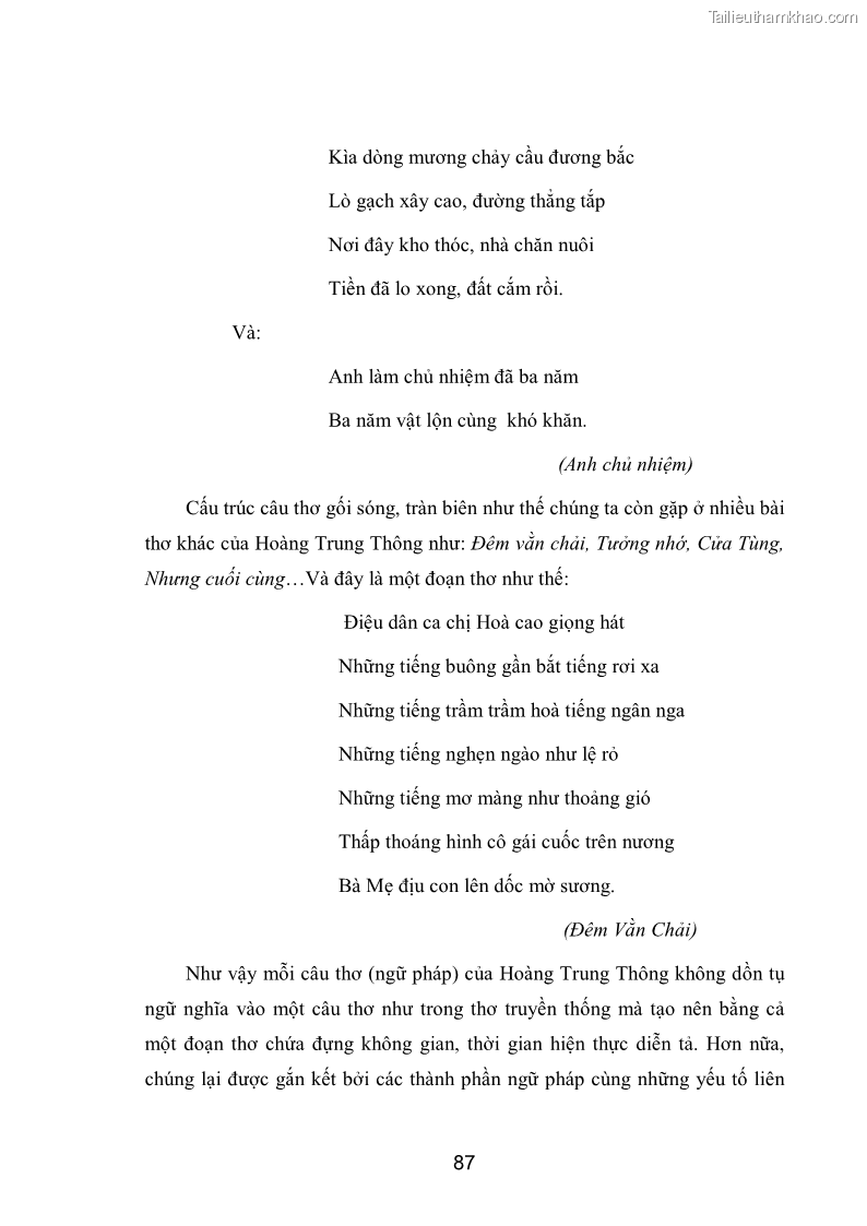 Luận văn thạc sĩ văn học Phong cách nghệ thuật thơ Hoàng Trung Thông - 8 Trang 89