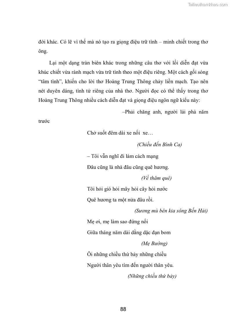 Luận văn thạc sĩ văn học Phong cách nghệ thuật thơ Hoàng Trung Thông - 8 Trang 90