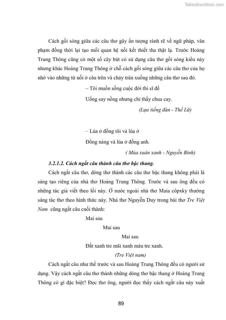 Luận văn thạc sĩ văn học Phong cách nghệ thuật thơ Hoàng Trung Thông - 8 Trang 91