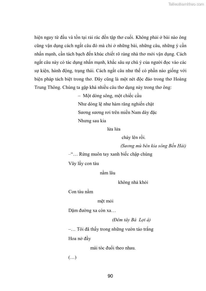 Luận văn thạc sĩ văn học Phong cách nghệ thuật thơ Hoàng Trung Thông - 8 Trang 92
