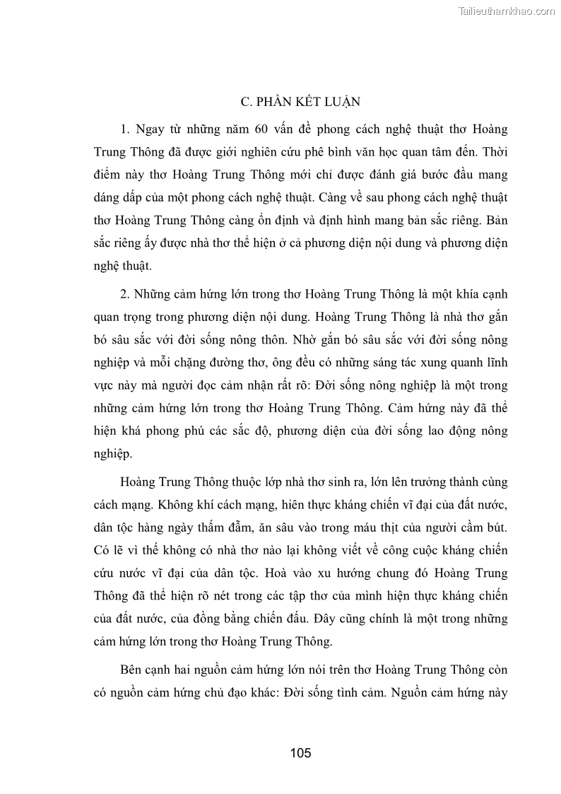 Luận văn thạc sĩ văn học Phong cách nghệ thuật thơ Hoàng Trung Thông - 9 Trang 107