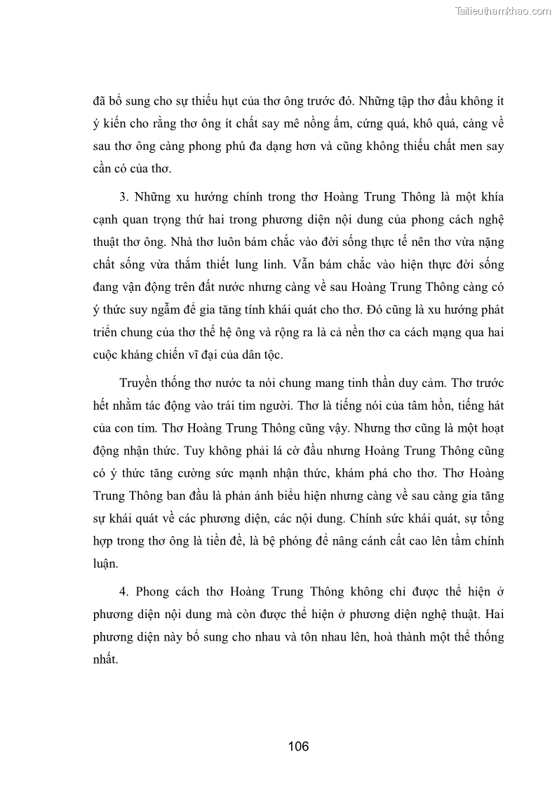 Luận văn thạc sĩ văn học Phong cách nghệ thuật thơ Hoàng Trung Thông - 9 Trang 108