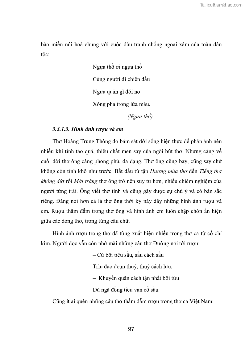 Luận văn thạc sĩ văn học Phong cách nghệ thuật thơ Hoàng Trung Thông - 9 Trang 99