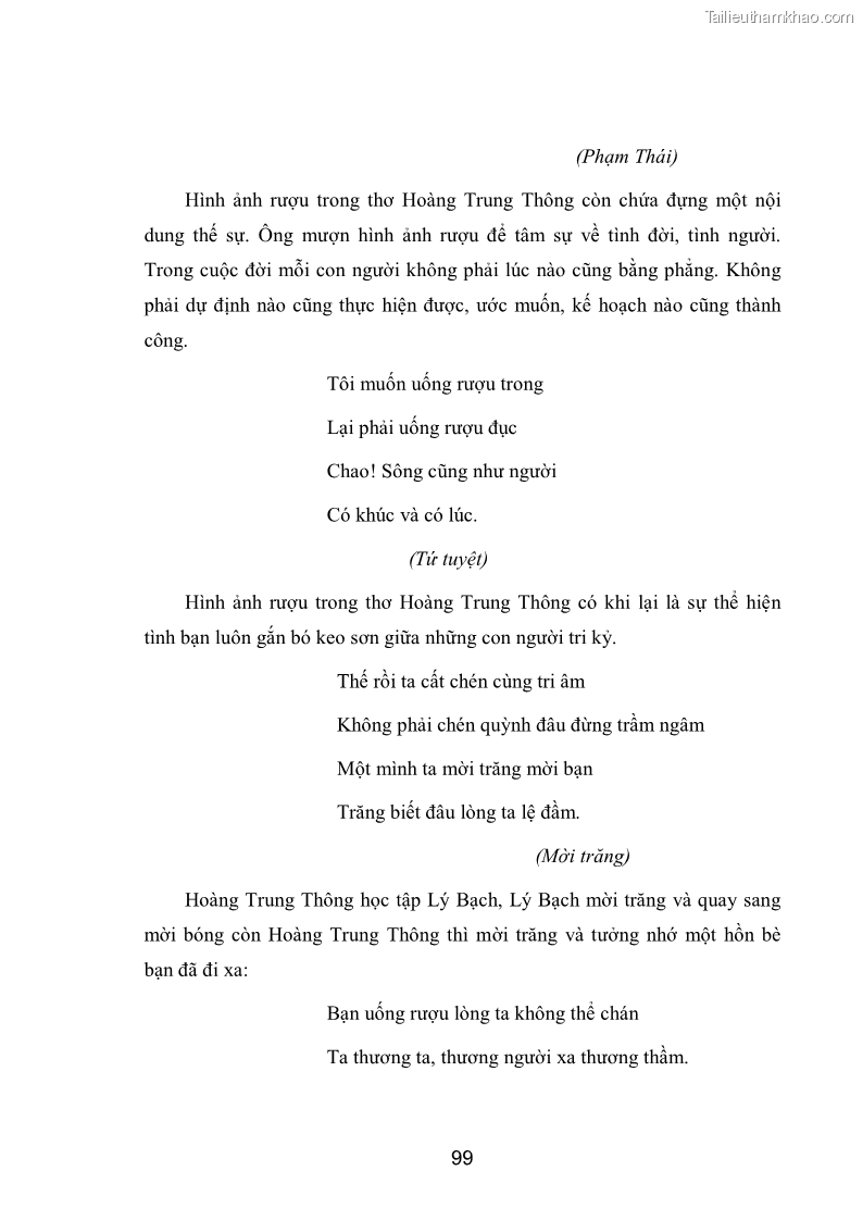 Luận văn thạc sĩ văn học Phong cách nghệ thuật thơ Hoàng Trung Thông - 9 Trang 101