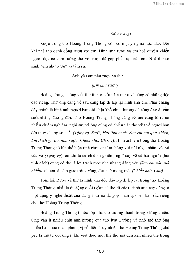 Luận văn thạc sĩ văn học Phong cách nghệ thuật thơ Hoàng Trung Thông - 9 Trang 102