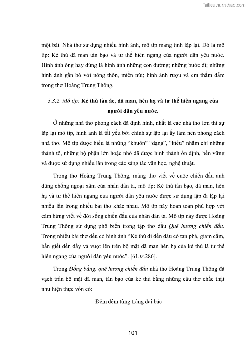 Luận văn thạc sĩ văn học Phong cách nghệ thuật thơ Hoàng Trung Thông - 9 Trang 103