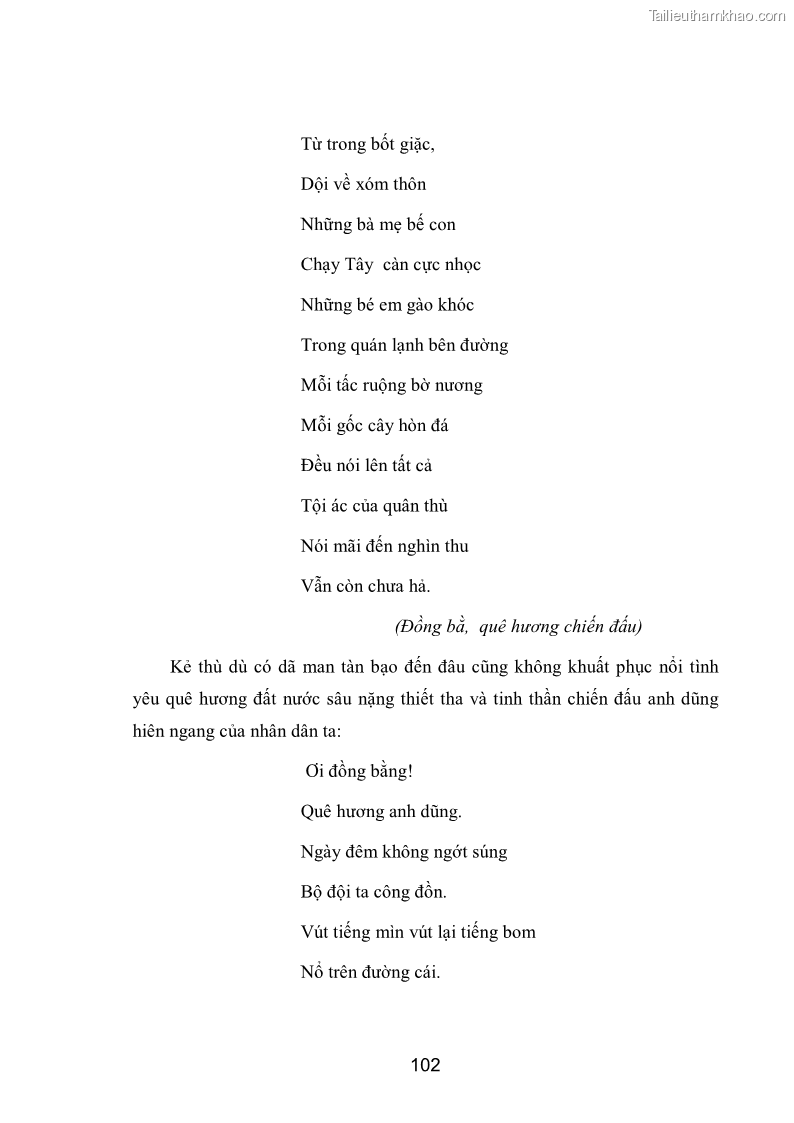 Luận văn thạc sĩ văn học Phong cách nghệ thuật thơ Hoàng Trung Thông - 9 Trang 104