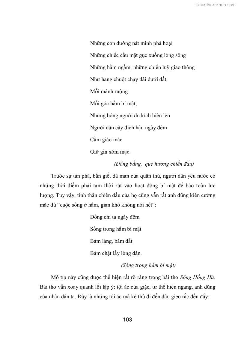Luận văn thạc sĩ văn học Phong cách nghệ thuật thơ Hoàng Trung Thông - 9 Trang 105
