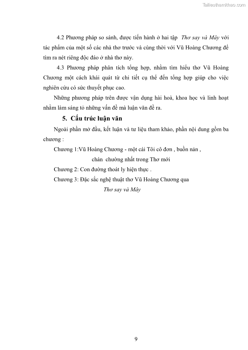 Luận văn thạc sĩ văn học Phong cách nghệ thuật thơ Vũ Hoàng Chương - 1 Trang 10